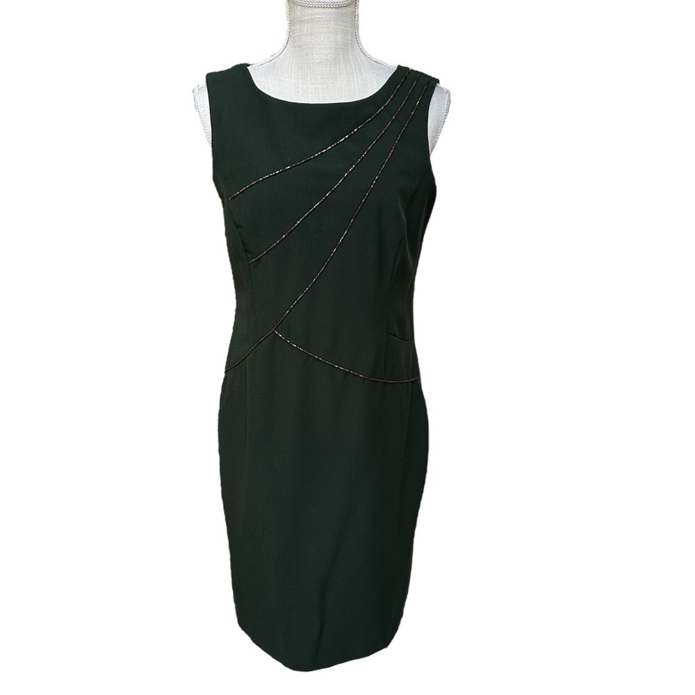 Ellen Tracy Sleeveless Sheath Midi Dress in Dark Green Size: 8 - Picture 12 of 12